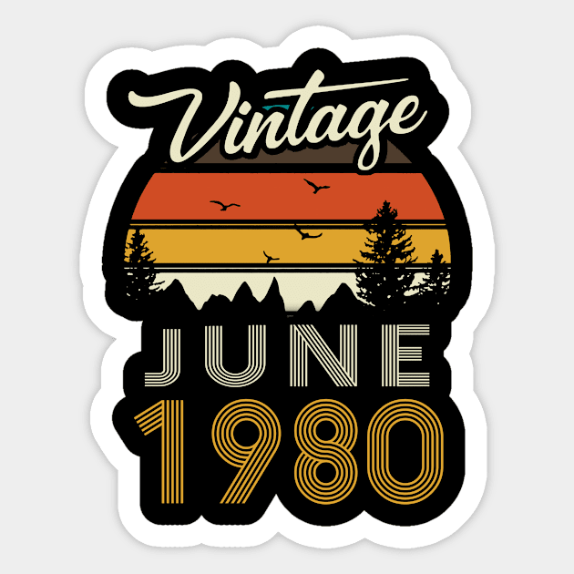 1980 - Vintage June Birthday Gift Shirt Sticker by ReneeCummings